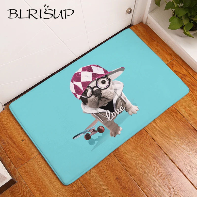 cheap BLRISUP Pet Dog Printed Anti slip Doormat Dust proof Floor Mat Carpets Kitchen Welcome Mat Outdoor Bathroom Toilet Door Mats