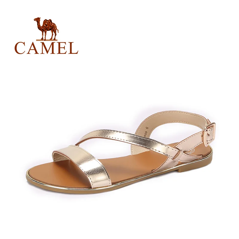 

CAMEL Women's Sandals Slingback with Buckle Open Toe Flexible Women Shoes Summer Sandal Silver Brown Color Fashion Shoe Woman