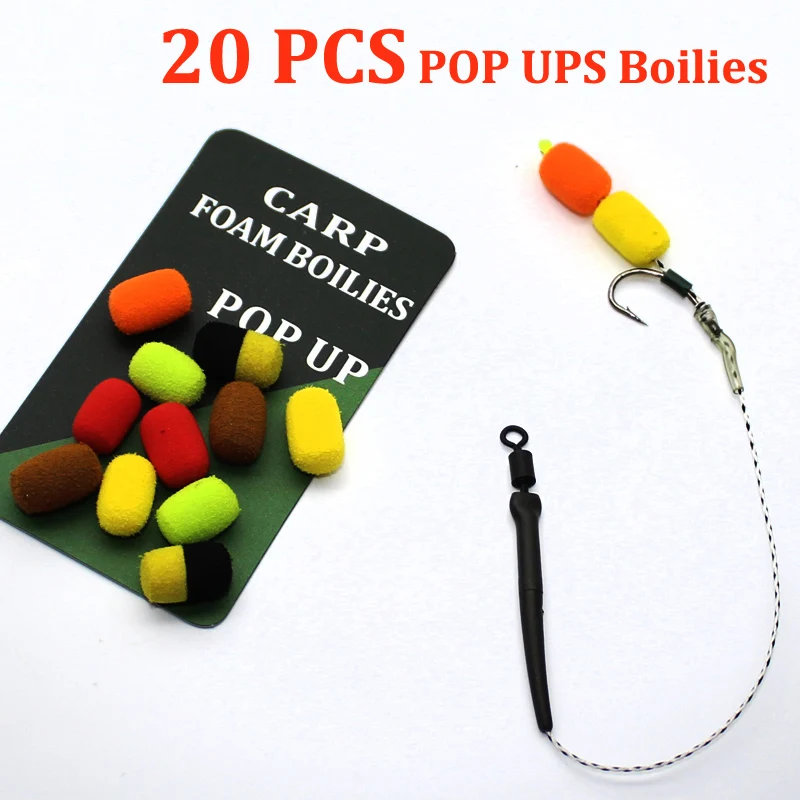 20 bouillettes flottantes cylindriques 8mm pour pêche carpe - Montages zig rig