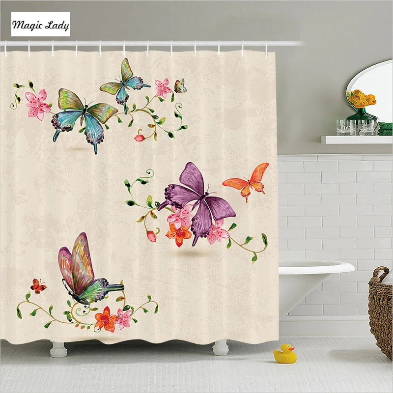 Animal cortina de ducha mariposas colección
