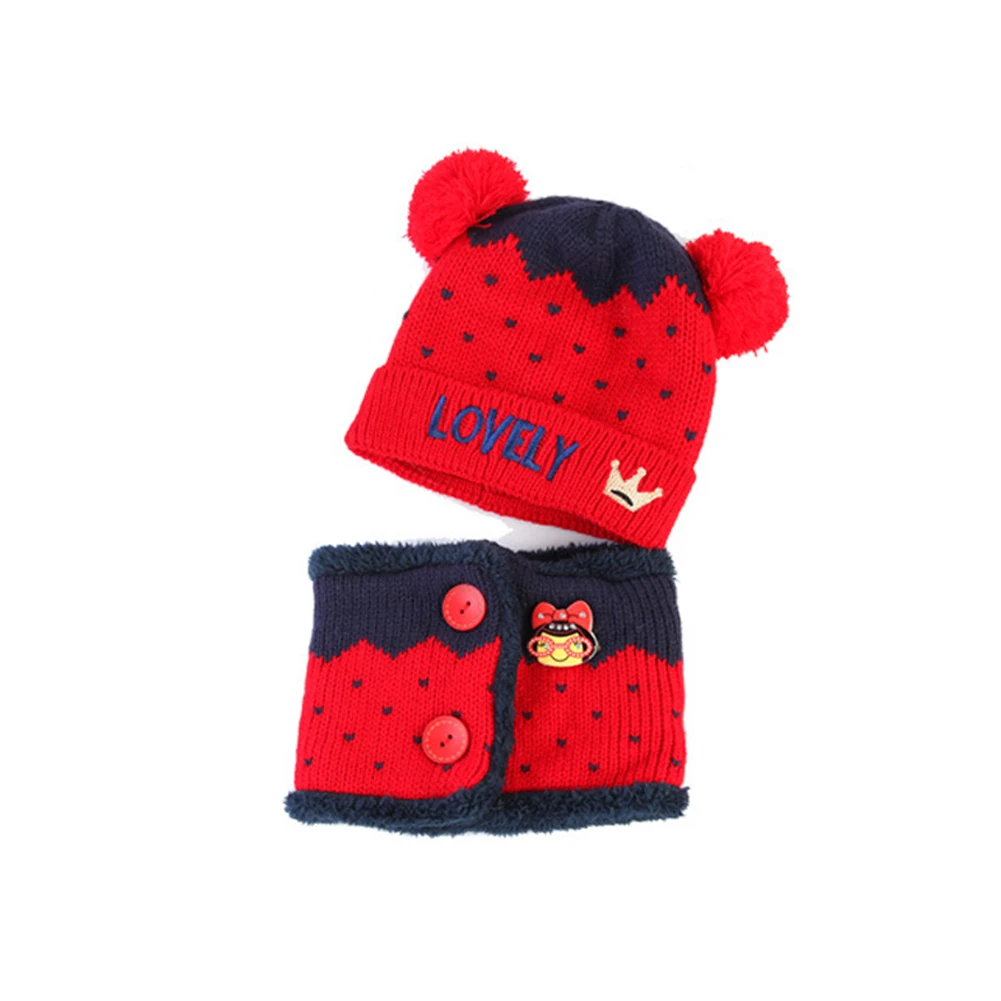 Детская зимняя маленьких Обувь для девочек Обувь для мальчиков Милая вязаная теплая шапка берет Кепки + шарф