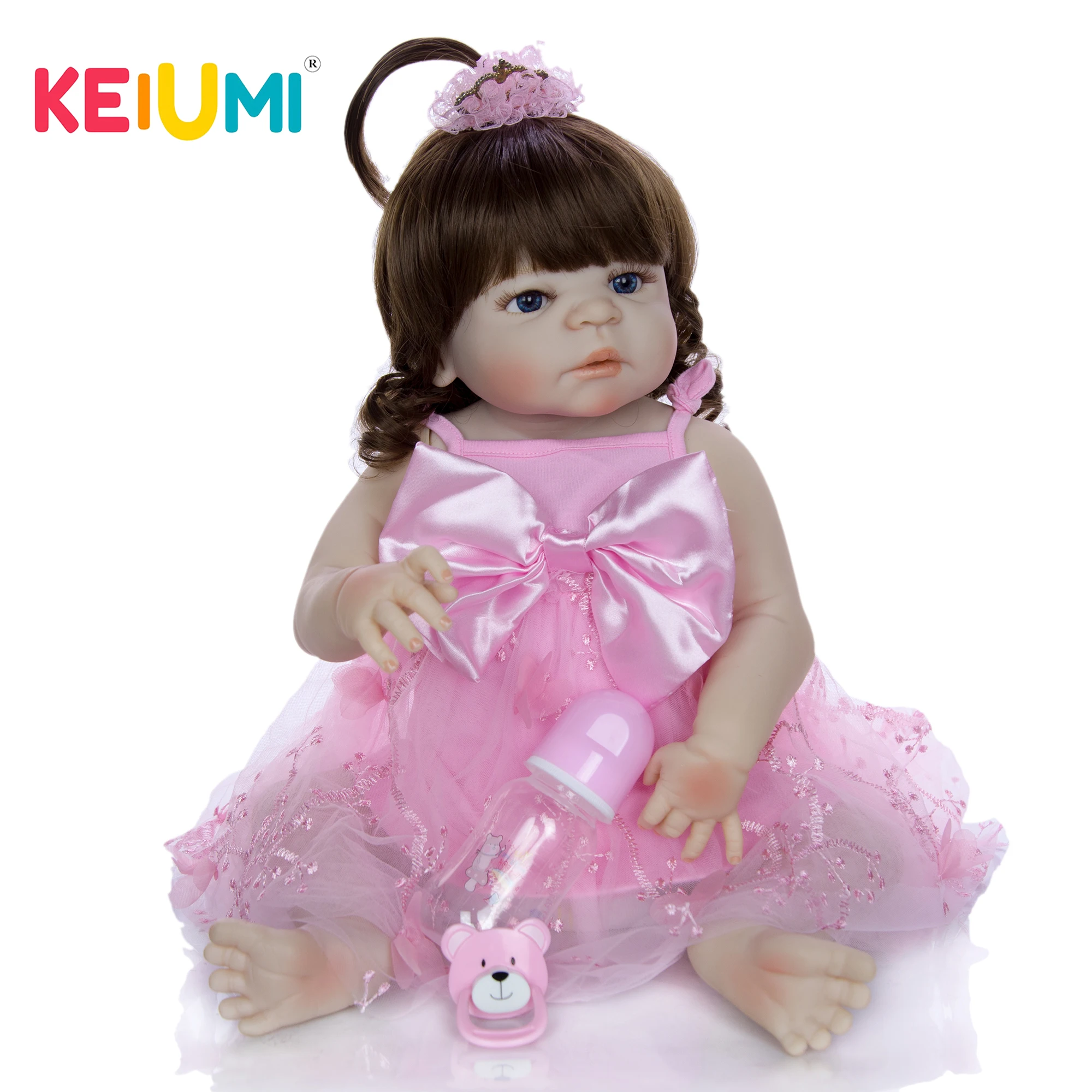 Кукла новорожденная силиконовая Реалистичная милая кукла-младенец 23 дюйма