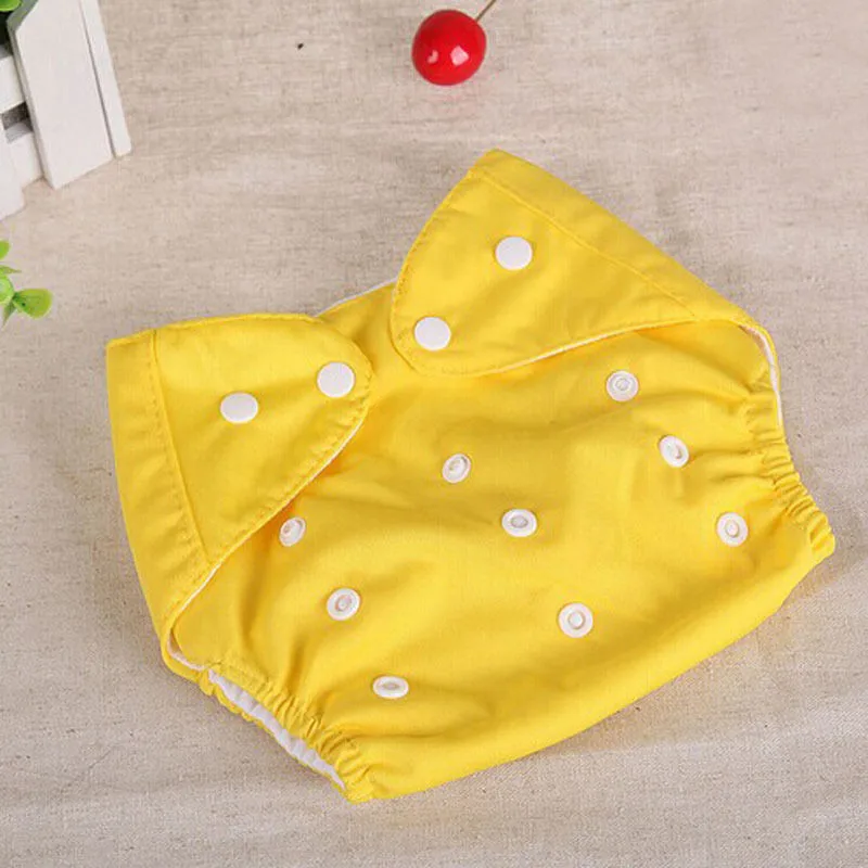 Многоцветная Регулируемая многоразовая моющаяся ткань для новорожденных, подгузник с бантиком подгузник, обёрточная вставка, детская одежда - Цвет: Цвет: желтый