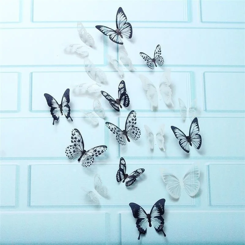 18 шт. 3D бабочка кристально прозрачные обои 3D ПВХ обои клейкие обои для гостиной домашний декор 21*29,5 см