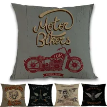 Estilo Retro americano motocicleta vintage coche alas Tigre cabeza duro Rock Ranger signo almohada funda decoración de sofá de casa funda de cojín