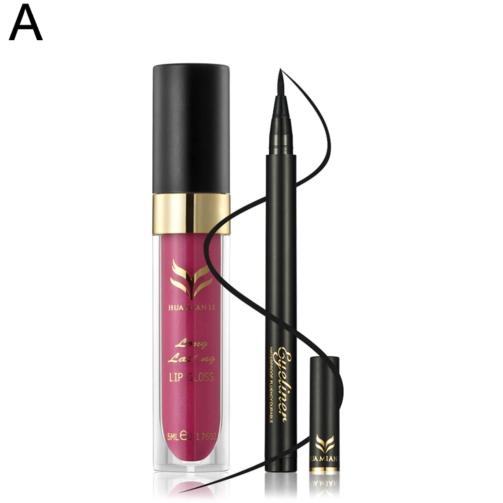 Для женщин Долгое жидкий Подводка для глаз Pen Eye Liner Блеск губ косметический