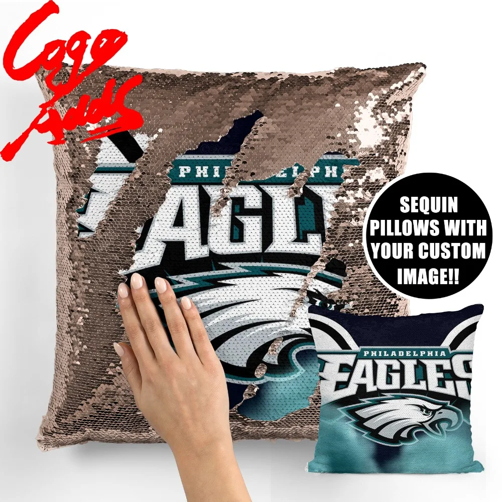 

Philadelphia Eagles decorative throw pillows reversible mermaid sequin pillow case cover dropshipping