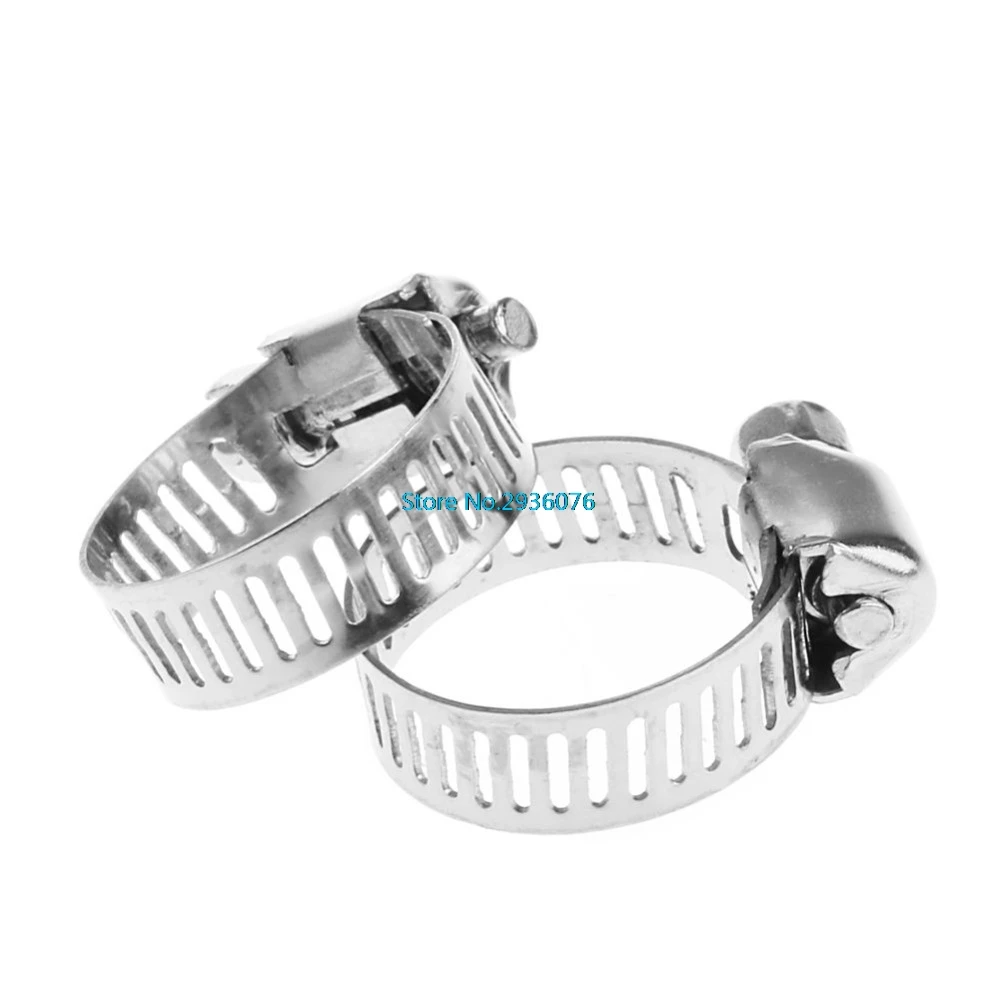 

10Pcs/lot Adjustable Stainless Steel Drive Hose Clamp Fuel Line Worm Clip 3/8"-1/2" MAR17_25