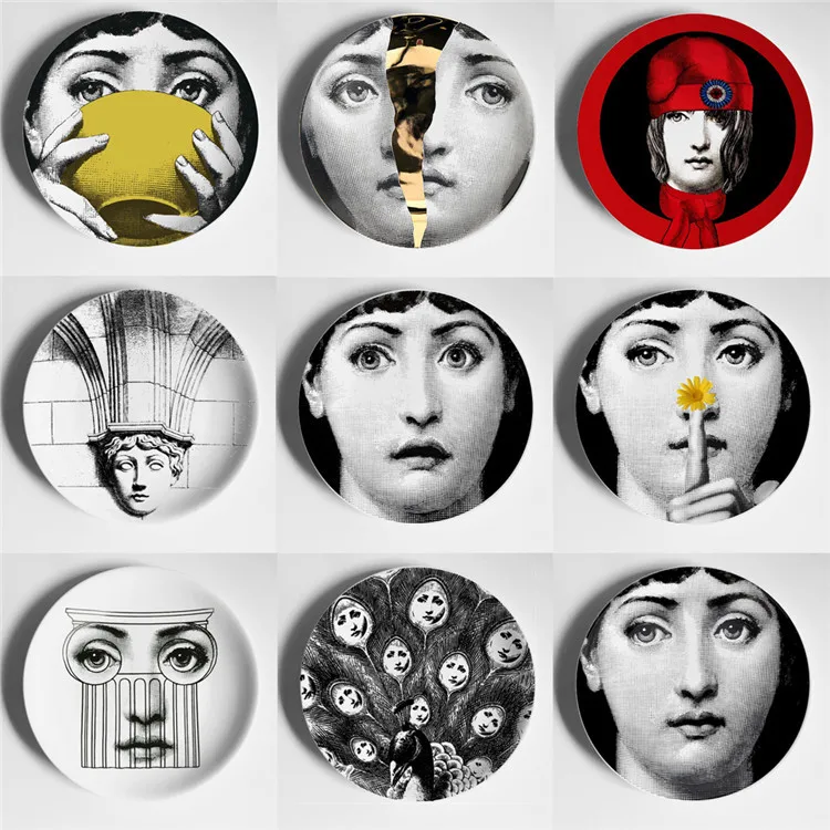 

8 Inch Fashion Style Italy Designer Fornasetti Plate Decorative Hanging Plates Vasos Can Be Found In My Shop for Home Dector