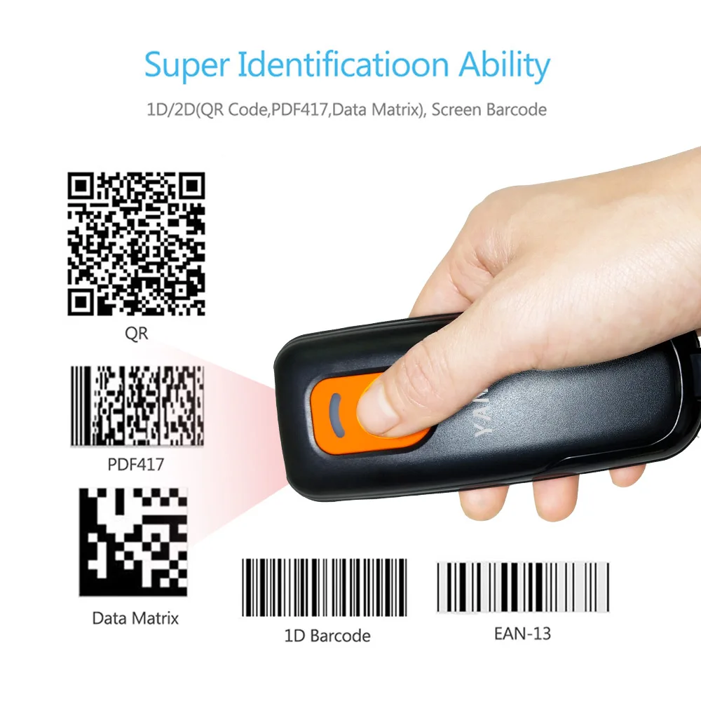 

P1620 Pocket Wireless Bluetooth Barcode Scanner Portable Reader Red Light CCD QR Bar Code Scanner For IOS Android Windows