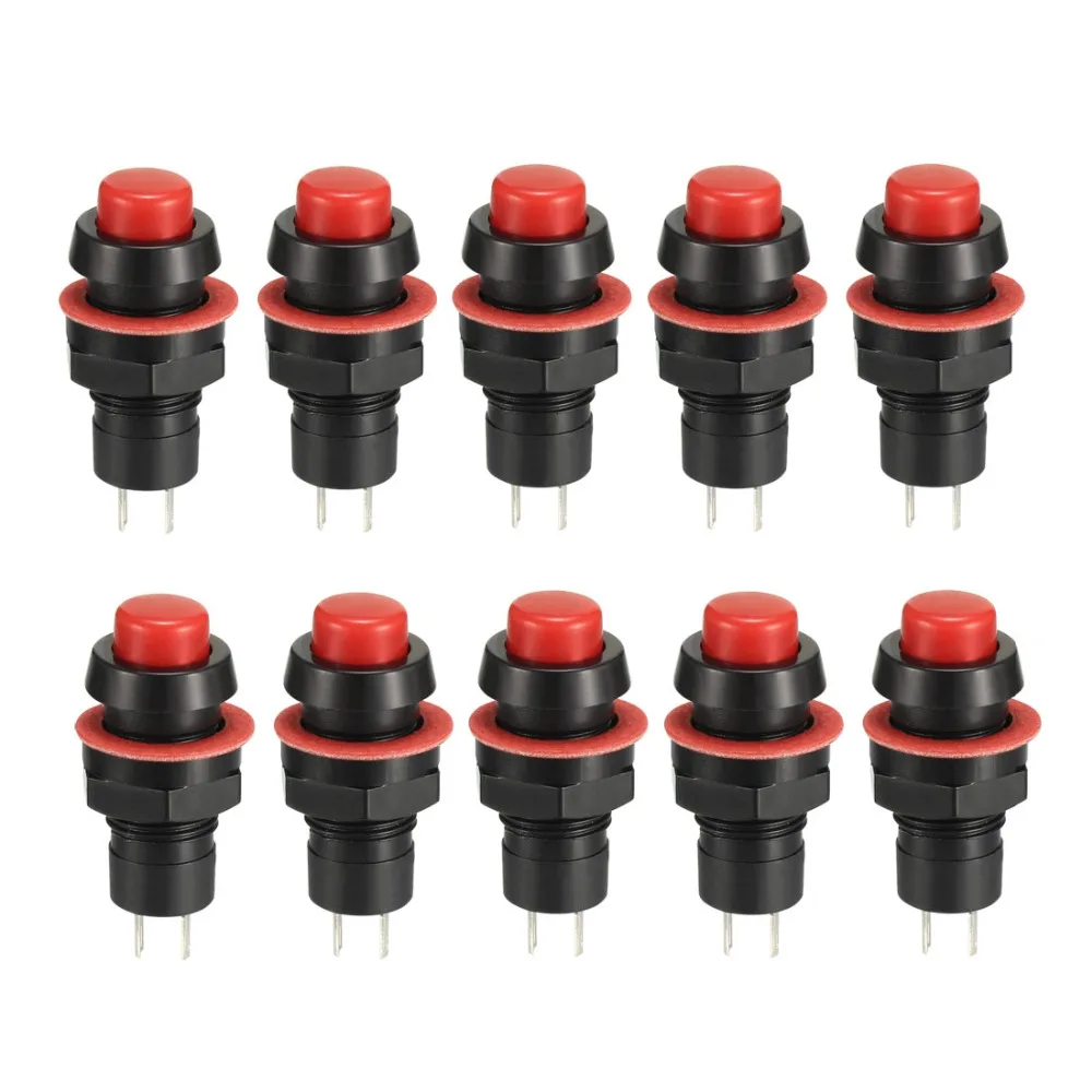 

UXCELL 10pcs 10/12/16mm Switches Mounting Hole Green Red Square Latching Or Momentary Push Button Switch SPST NO Accessories