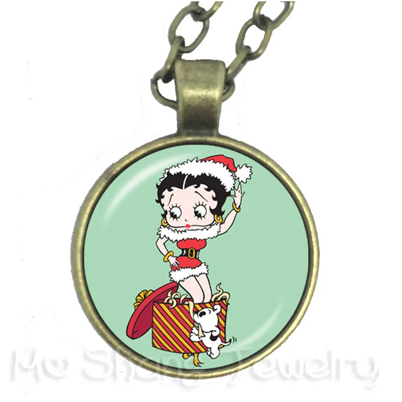 Новинка, классическое модное ожерелье Betty Boop, подвеска, стеклянный купол, ручная работа, ювелирное изделие, цепочка на свитер, подарок для друзей - Окраска металла: 6