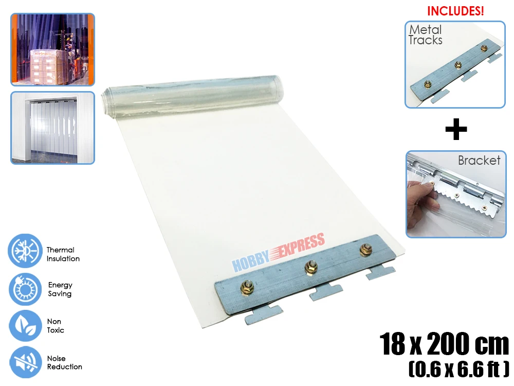 

Arrowzoom 0.6 x 6.6 ft (18 cm x 200 cm) PVC Strip Plastic Curtain Warehouse Freezer Door Thermal Insulation 1 mm Thick KK1173