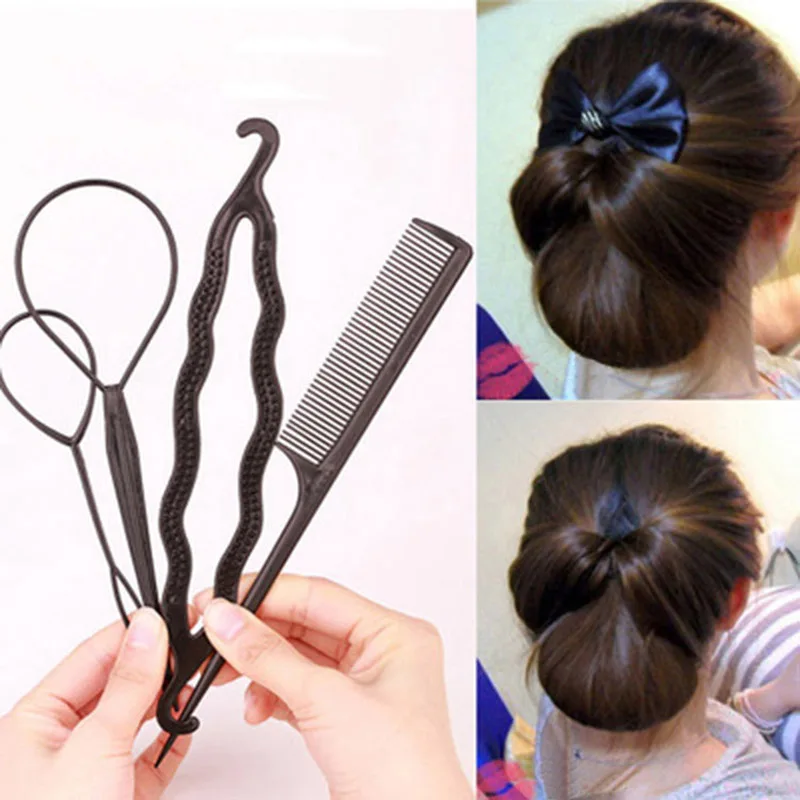 

4pcs/set Hair Curly Hair Tools Braid Hair Tools Women Girls DIY Hair Tools Bun Maker Clip Claw Comb