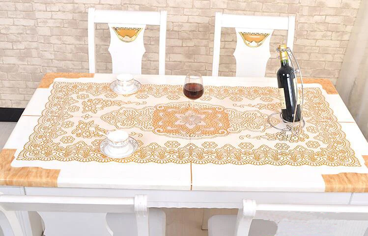 

10 Set PVC tablecloth waterproof Anti-hot table cloth Transparent Table mats plastic Pads Crystal plate +Mats & Pads