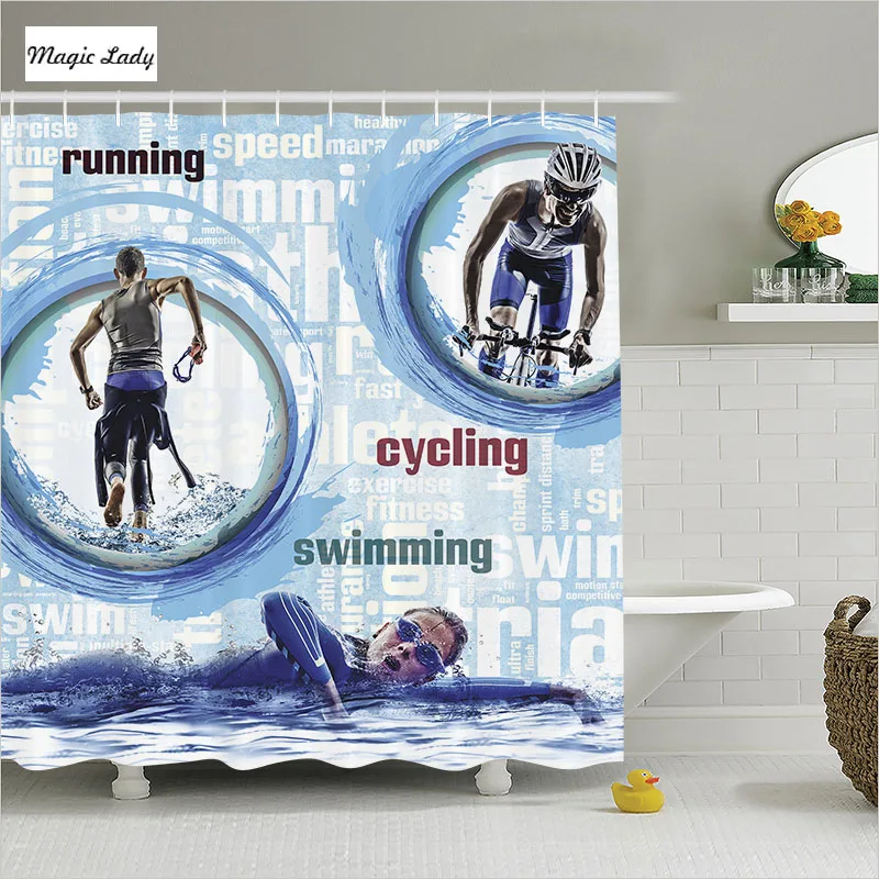 Shower Curtains Men Bathroom Accessories Sports Athlete Swimming