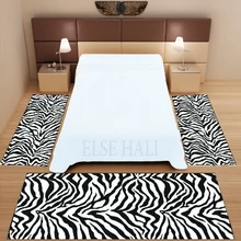 Else, 3 предмета, черный, белый, Зебра, Мех животных, дизайн, 3d рисунок, принт, не скользит, микрофибра, моющийся декор, для спальни, ковер, набор ковров