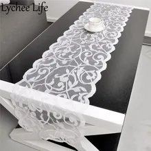 Encaje Vintage blanco camino de mesa cómoda pañuelo color liso caminos de mesa clásicos hogar moderno Hotel decoraciones de mesa para fiestas