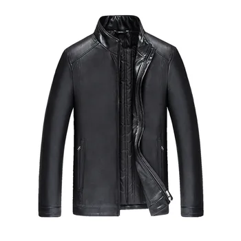 

Mens Winter PU Leather Down Coats 90% White Duck Down Padded Jackets Men New Down Parkas Outwear Male Thick PU Overcoat JK-775