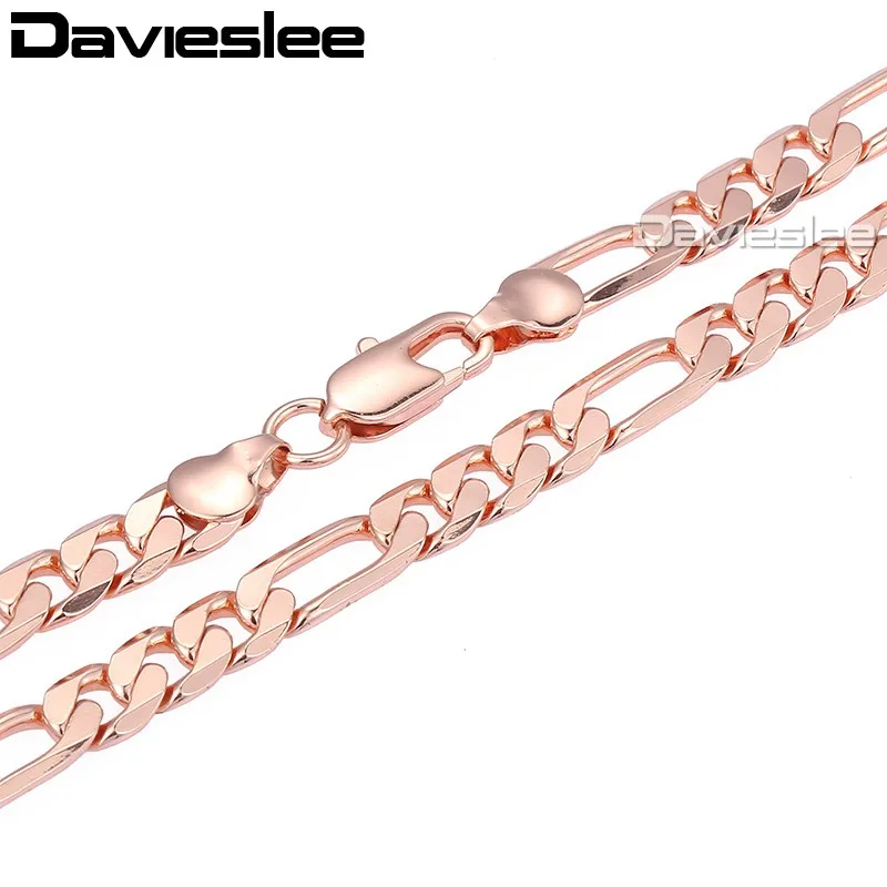 0 : Buy Davieslee Mens Womens Necklace Rose Gold Filled Chain Flat Figaro ...