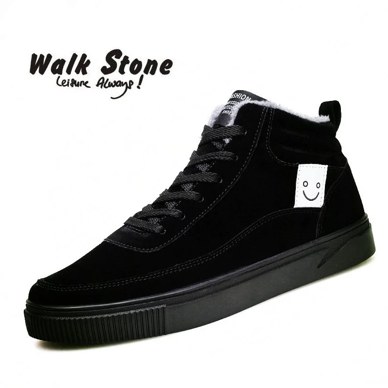 Winter Male Boots With Fur Cool Punk Plush Warm Men's Work Vulcanize High Top Canvas Shoes Men Fashion Flats Man Zapatos Hombre | Обувь