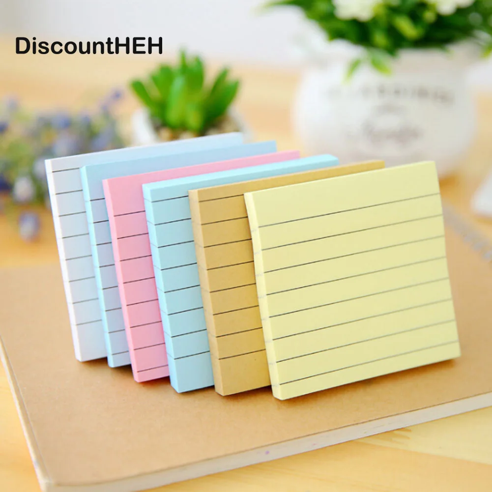 

5 Colors Simple Kraft Paper Horizontal Line Stickers Sticky Notes Decorative Memo Pad Paper Sticker DIY Stickers Fridge N Times