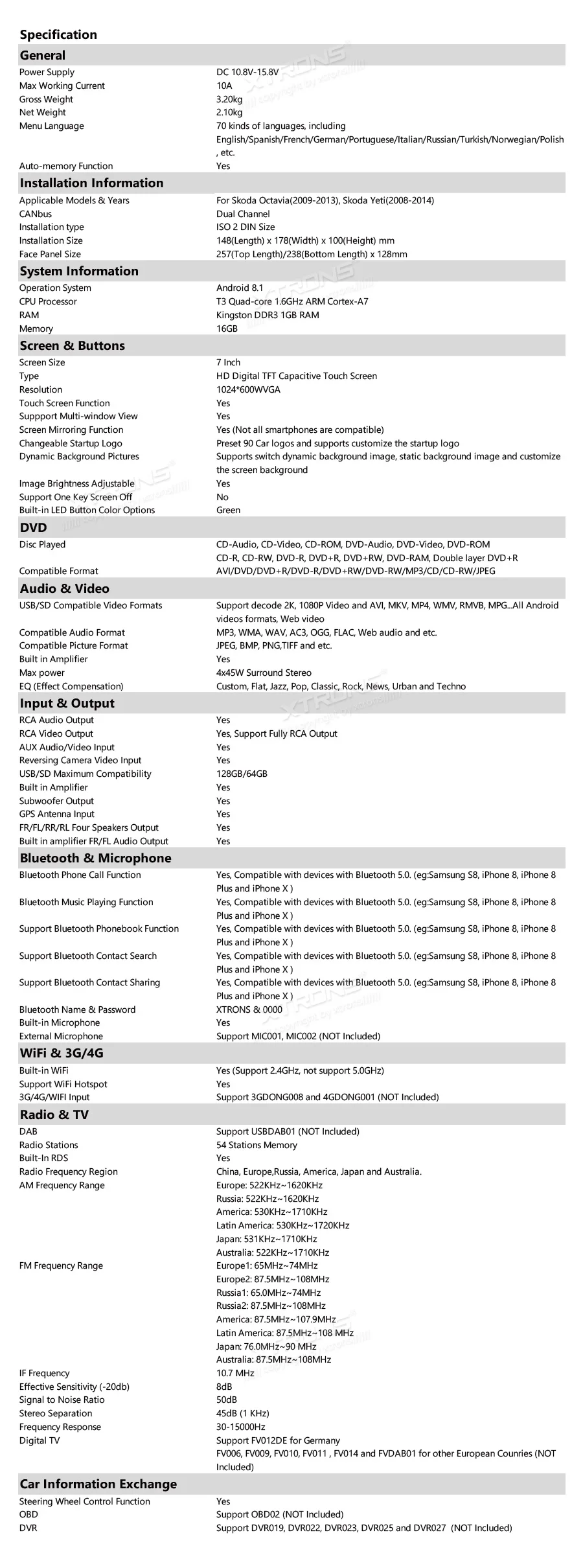 Perfect XTRONS 7 inch Android 8.1 Car DVD Player 2 din CANbus GPS Navigation For Skoda octavia 2009 2010 2011 2012 2013/Yeti 2008 - 2014 23 Perfect XTRONS 7 inch Android 8.1 Car DVD Player 2 din CANbus GPS Navigation For Skoda octavia 2009 2010 2011 2012 2013/Yeti 2008 - 2014 23