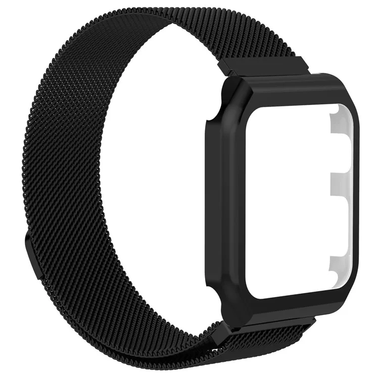 Apple Watch Band Нержавеющая сталь сетка магнитный сменный Браслет для часов с металлический защитный чехол для Apple Watch розовое золото 42 мм - Цвет: Черный