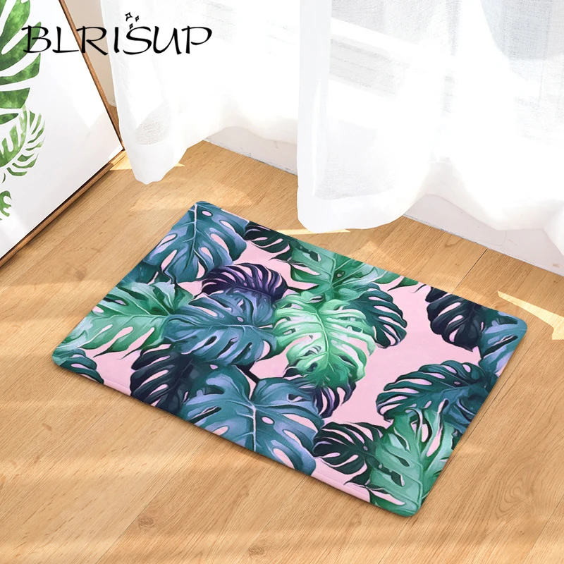 

BLRISUP 2018 New Tropical Plant Monstera Leaves Printed Doormat Kitchen Carpet Floor Mat Anti-Slip Door Mat For Entrance Door