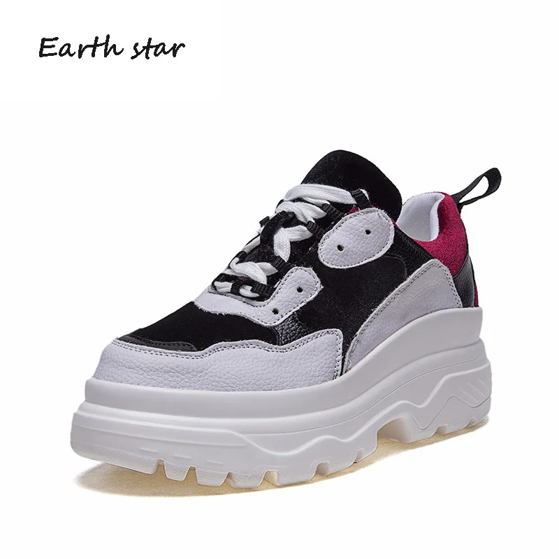 

EARTH STAR 2018 Autumn Girl White Shoes Women Fashion Brand Platform Sneaker Lady Winter footware Female Breathable chaussure