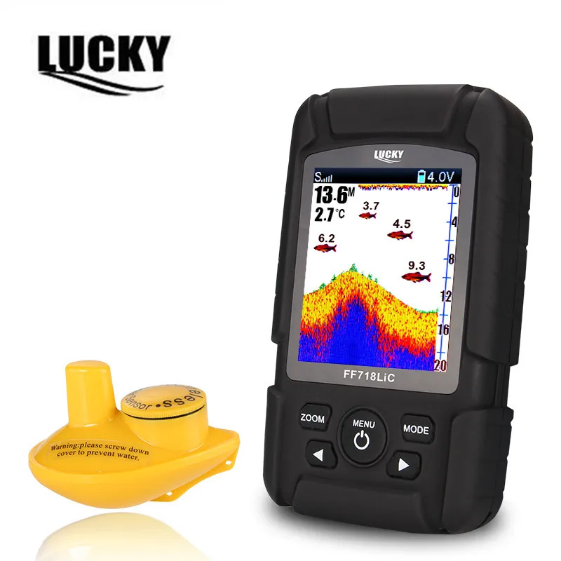 

Lucky FF718LiC-W Color Screen Wireless Fish Finder Depth 45m/147ft 100m Rechargeable Battery Waterproof Protable Fishing Tool