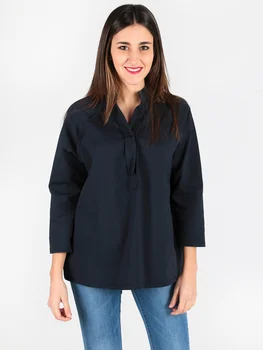 

Black standup collar Middle sleeve T-shirt top