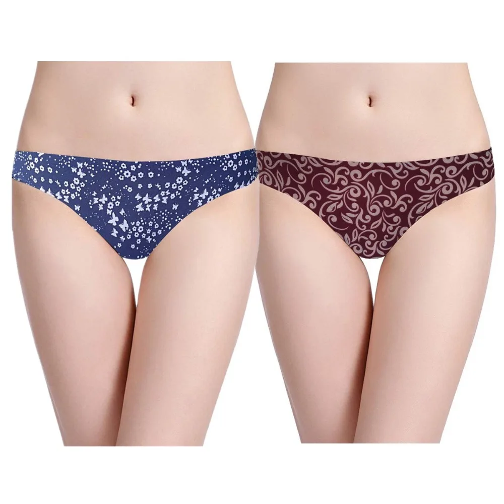 

4PCS/PACK 4PCS/PACK Womens Sexy Thongs Panties Floral Print Seamless Underwear Invisible Briefs Strings Intimates H435