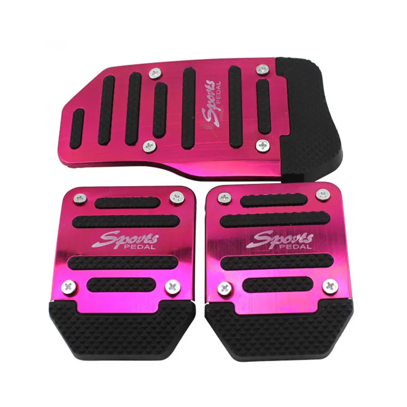 Universal Aluminum Manual Transmission Non-Slip Car Pedal Cover Brake Gas Pad Set Kit 3pcs Red/Blue/Silver Car-Styling