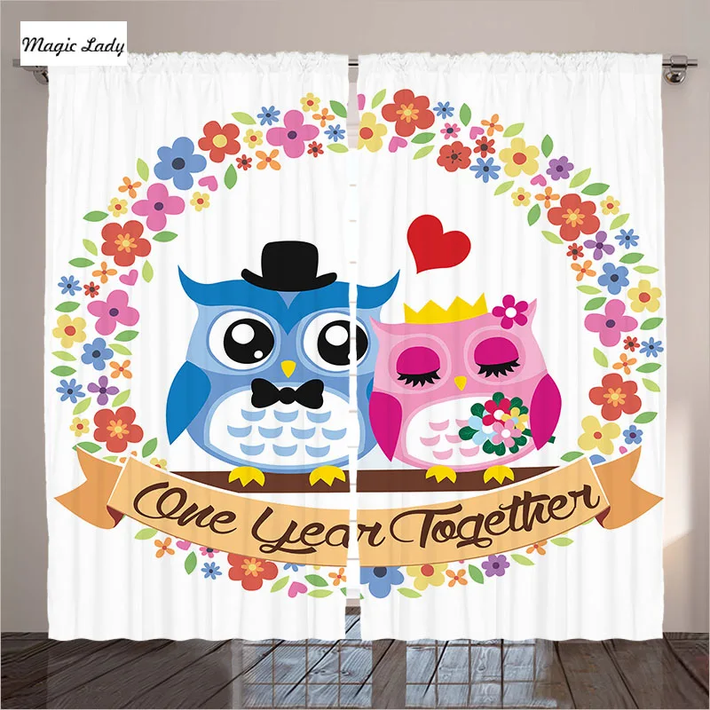 Curtains Owl Living Room Bedroom Birthday Anniversary Celebration Party