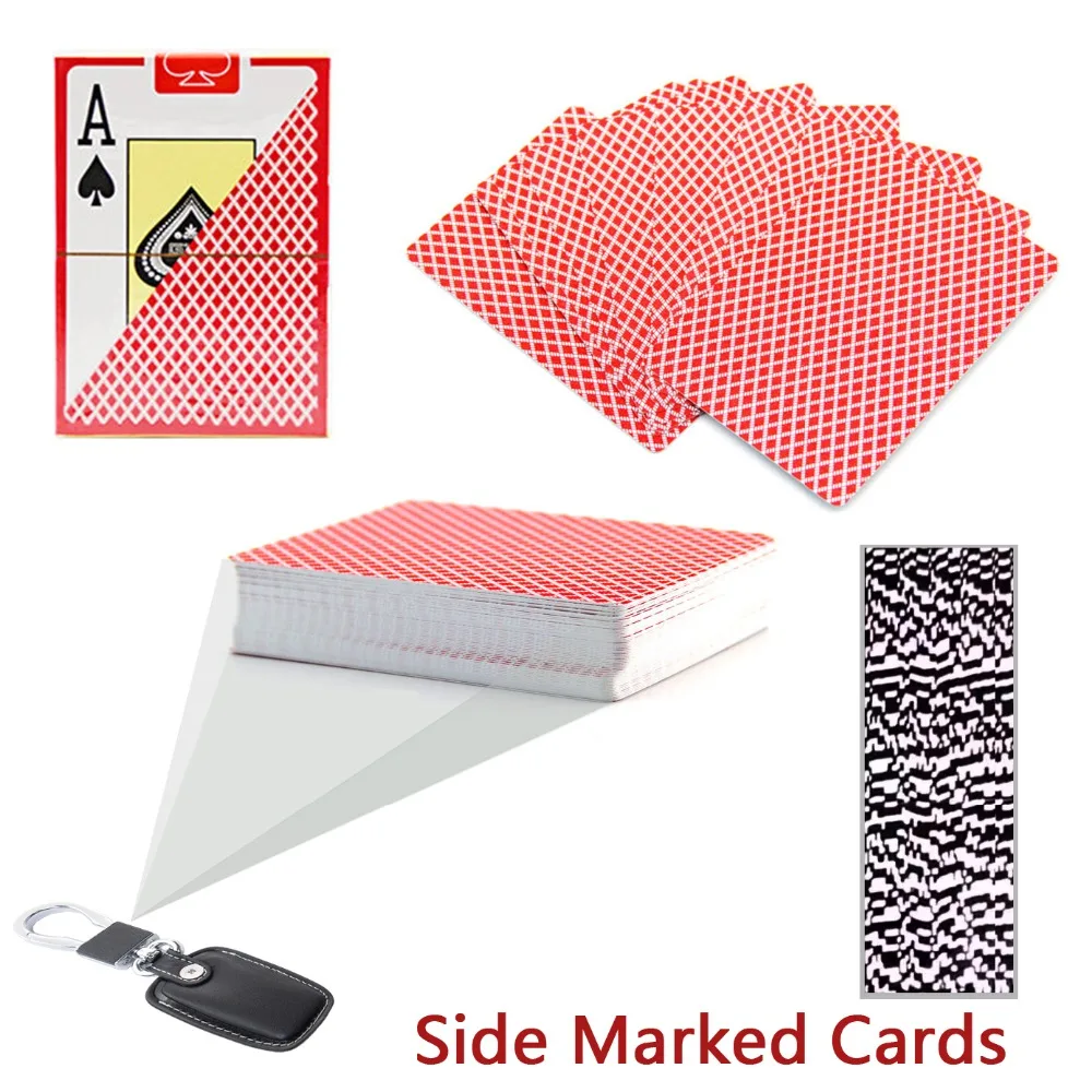 

Texas HoldEM Side barcode Marked cards, plastic Playing Cards for anti gamble cheat Poker Analyzer Device/ barcode 4 sides poker