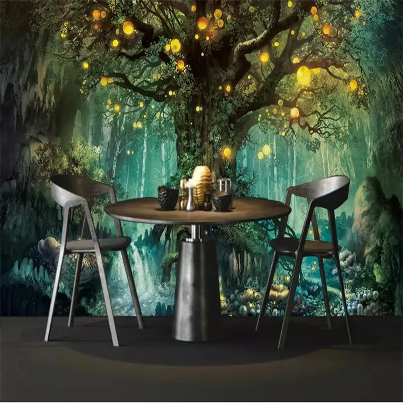 Fantasy forest wishing tree living room TV background wall professional production mural wholesale wallpaper custom photo wall Fantasy forest wishing tree living room TV background wall professional production mural wholesale wallpaper custom photo wall