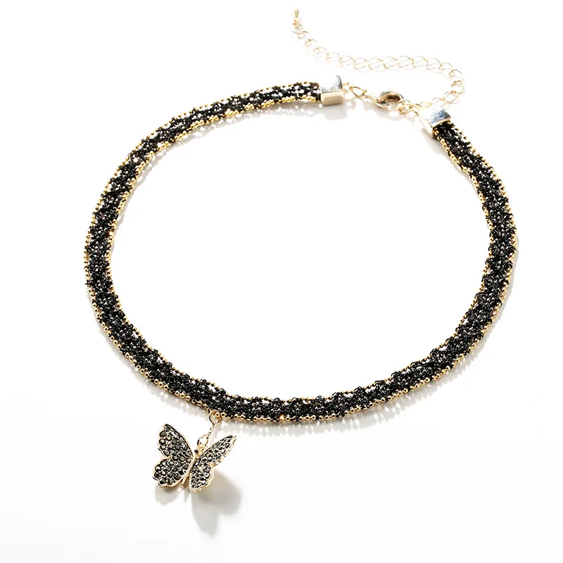 YINZOU Temperament Butterfly Pendant Chocker Short Clavicle Chain Fashion Lace Collar Necklace X808 | Украшения и аксессуары