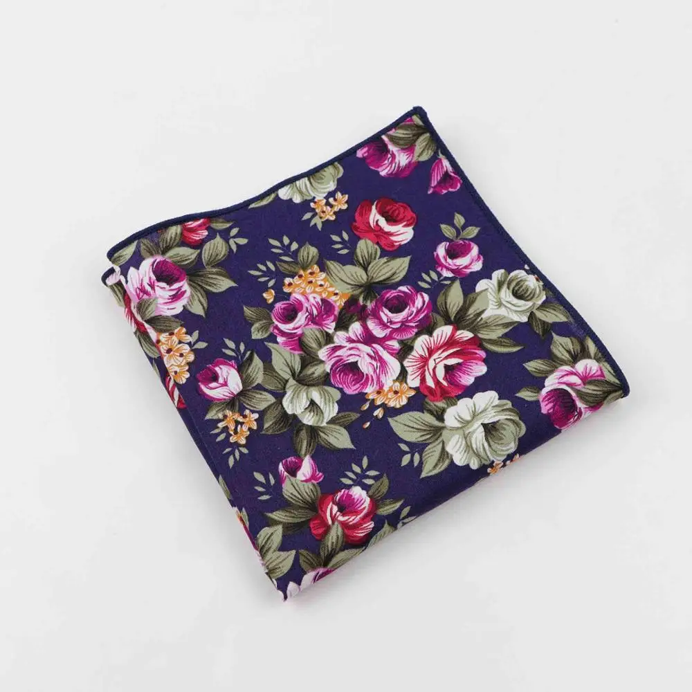 27cm New Floral Printed Big Handkerchief Cotton Men Hankie Wedding Banquet Party Pocket Square Flower Gift Accessory Quality - Цвет: 7