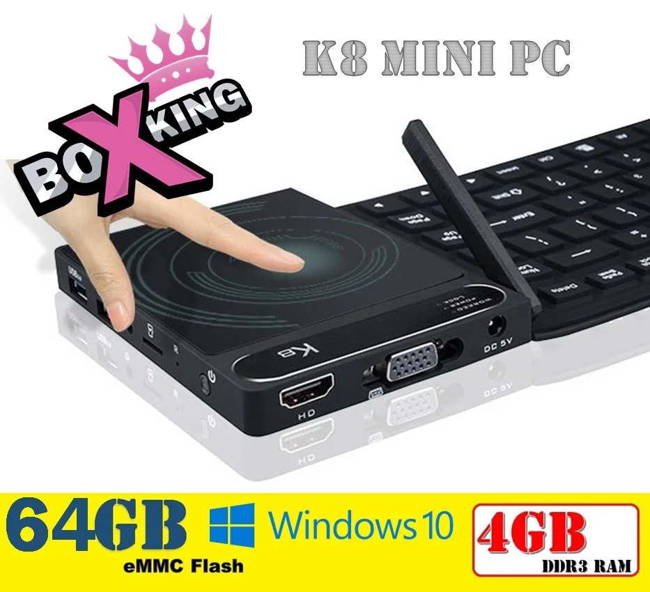 

K8 Cherry Trail Z8300/Z8350 Windows 10 4GB Ram 64GB Rom Waterproof Keyboard PC Bluetooth 4.0 Dual Wifi 2.4G/5G Mini PC