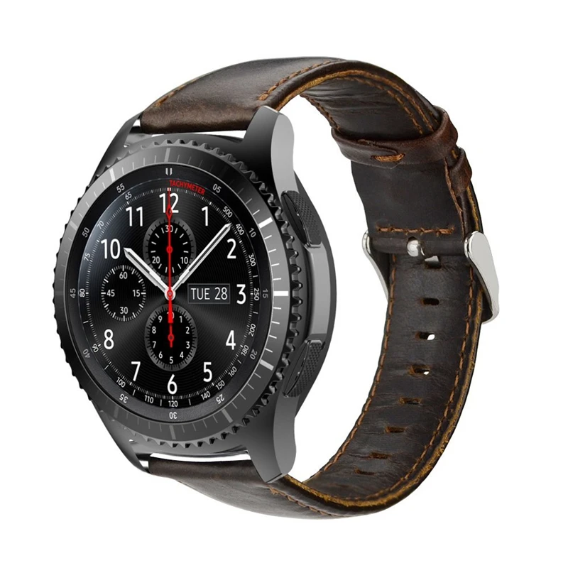 22 мм кожаный браслет Crazy Horse для Samsung Gear S3 Frontier/классический SM-R760 и Moto 360 2-го