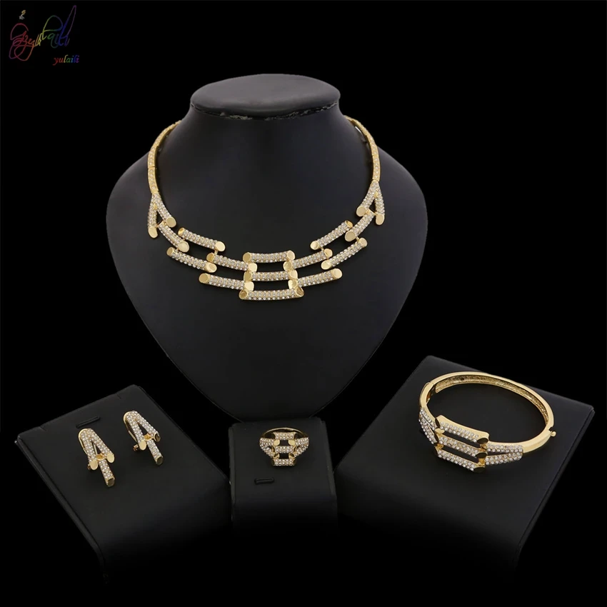 Yulaili Elegance African Designer Dubai Crystal 4pcs Top Quality