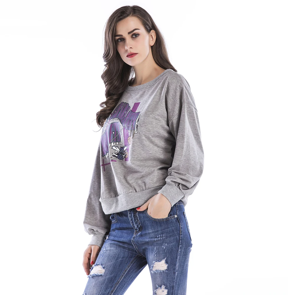 Для женщин Повседневное осень Письма печати Свободные длинным рукавом Sweatershirt