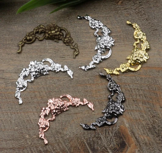 

40mm 7 Colors DIY Filigree Charms/Pendant Copper with Antique Bronze Fallen Petals,Hairpin Parts Vintage Jewelry Fallen petals