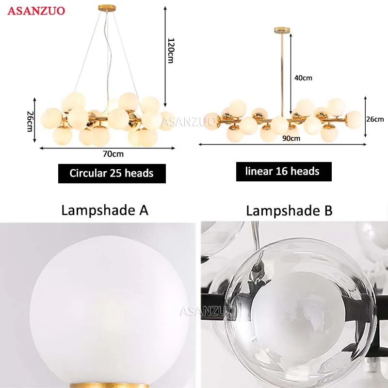 Современный магический стеклянный шар, светодиодный подвесной светильник, роскошная люстра для гостиной, столовой, G4, золотой, черный, подвесной светильник