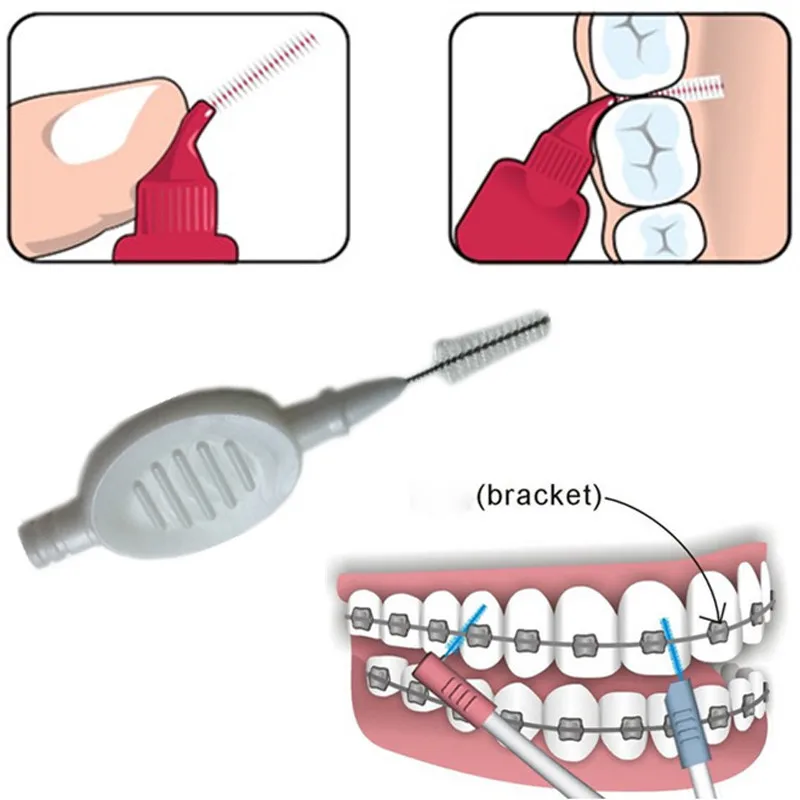 10 шт пластиковая межзубная щетка 0,7 мм щетки для чистки зубов Ортодонтическая зубная нить зубная зубочистка вращающийся уход за полостью рта