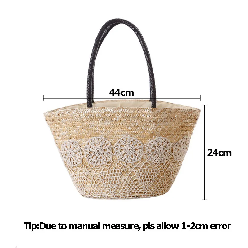 Women Handbag Travel Summer Beach Female Straw Bags Lady Vintage Large Shoulder Bag Flower Casual Weave Bag Shopping Tote SS3070 (13)