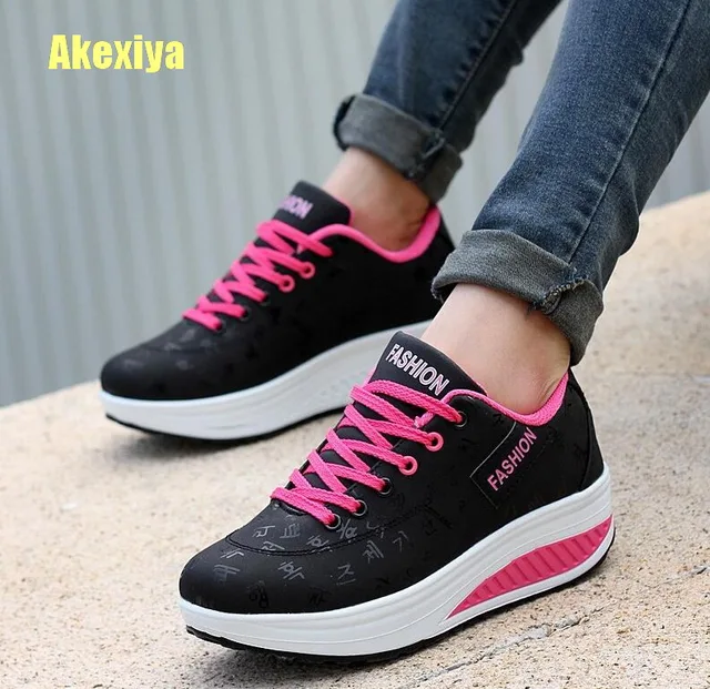 US $9.79 Akexiya Fashion Women Height Increasing Summer Breathable Waterproof Wedges Sneakers Platform Shoes