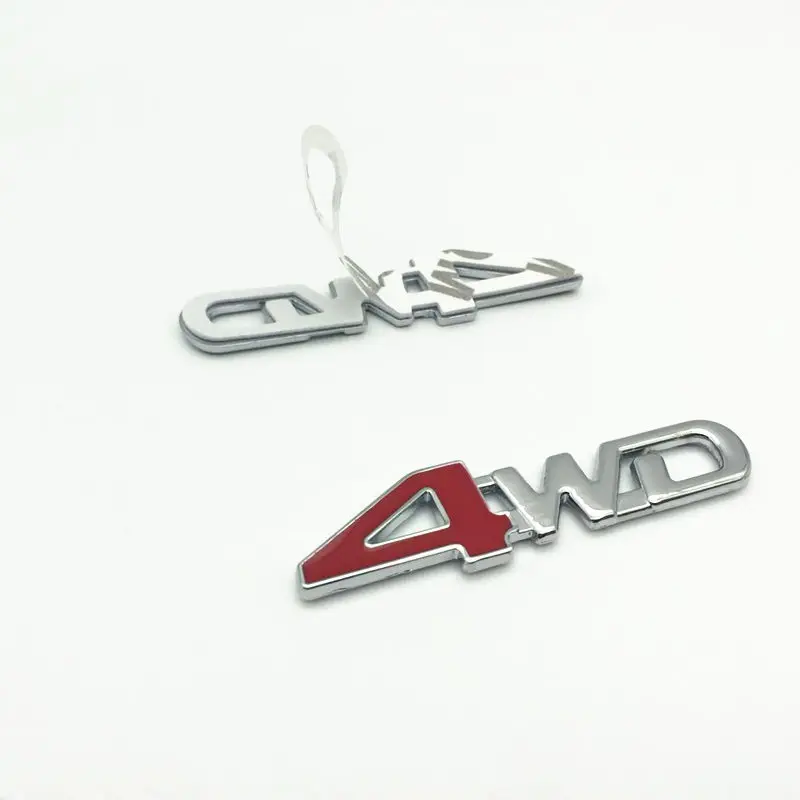 FDIK 2PCS/set Car Tail Rear Side Metal 4x4 RC Car 4WD Sticker 3D Chrome Badge Car Emblem Badge Decal Auto Decor Styling 4WD