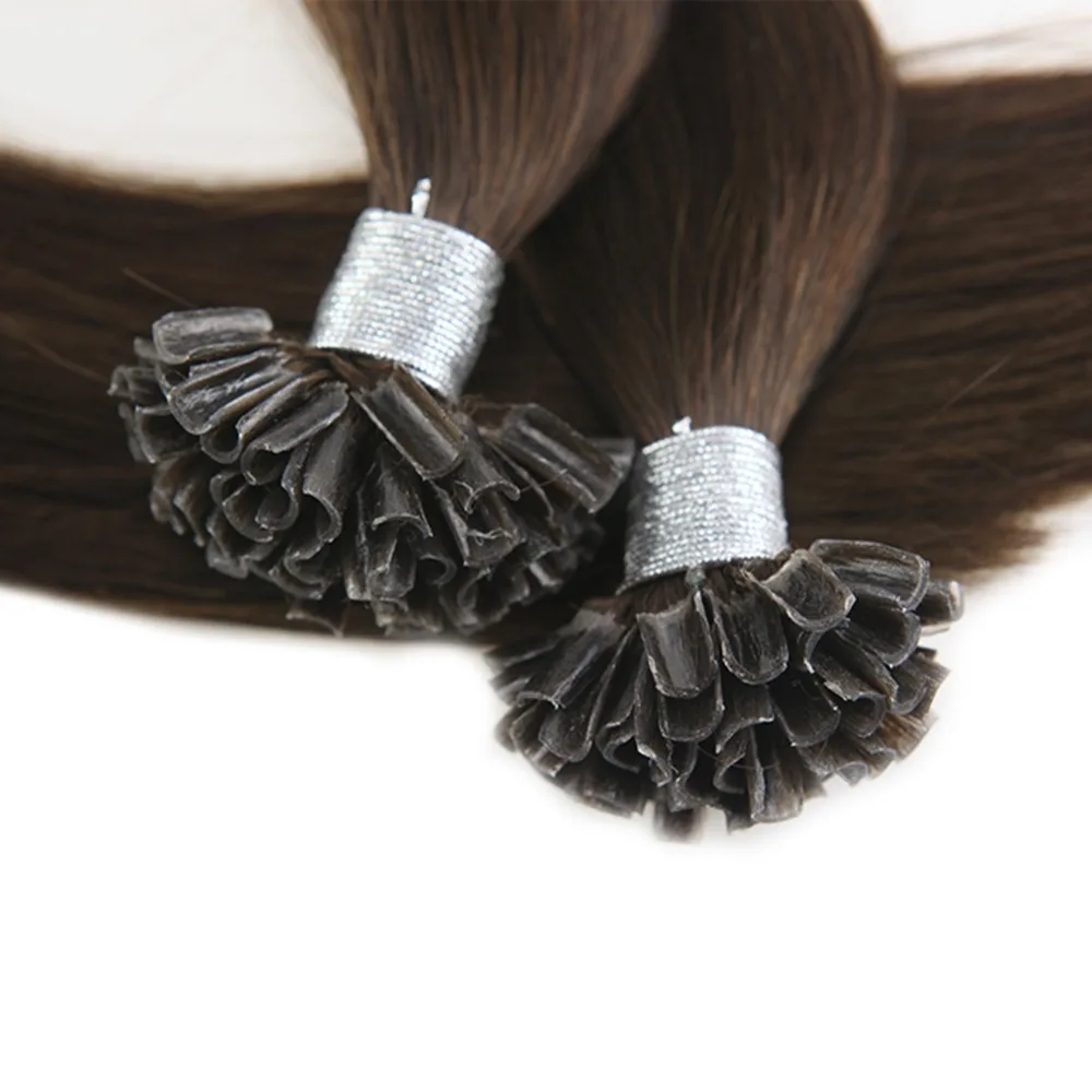 Beli Moresoo 16 24 Inch Nyata Remy U Tip Ekstensi Rambut Fusion Rambut Warna #4 Coklat  terikat Rambut Ekstensi 1G 1 S 50G